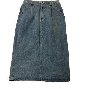 Vintage American Profile Long Classic Blue Denim Skirt Size 14
